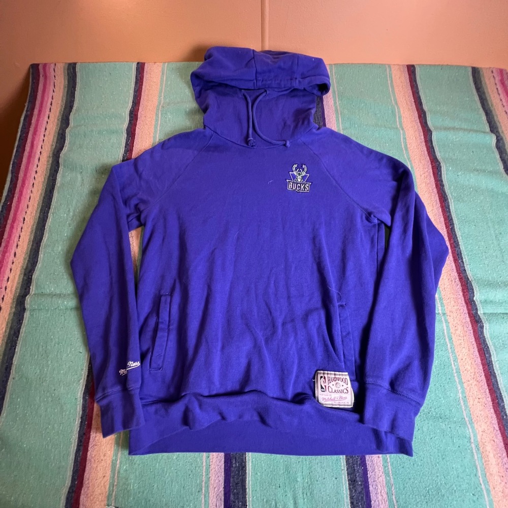 Mitchell & Ness Milwaukee Bucks Hoodie Womens M Purple NBA Hardwood Classics